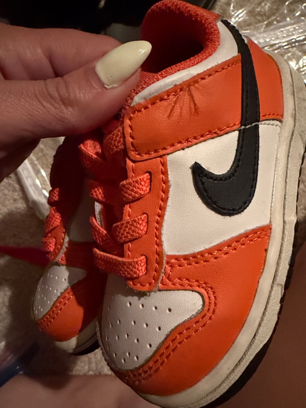 Nike Kids Orange, White & Black Low-Top Sneakers
